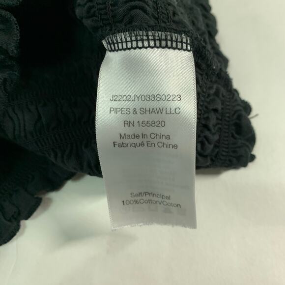 Veronica Beard XS Langston Smocked Top Black Puff Sleeve Whimsygoth *flaw - Picture 7 of 9